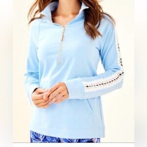 Lilly Pulitzer Light Blue Skipper Popover with Gold Accents